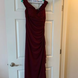 Betsy and Adam maroon dress
